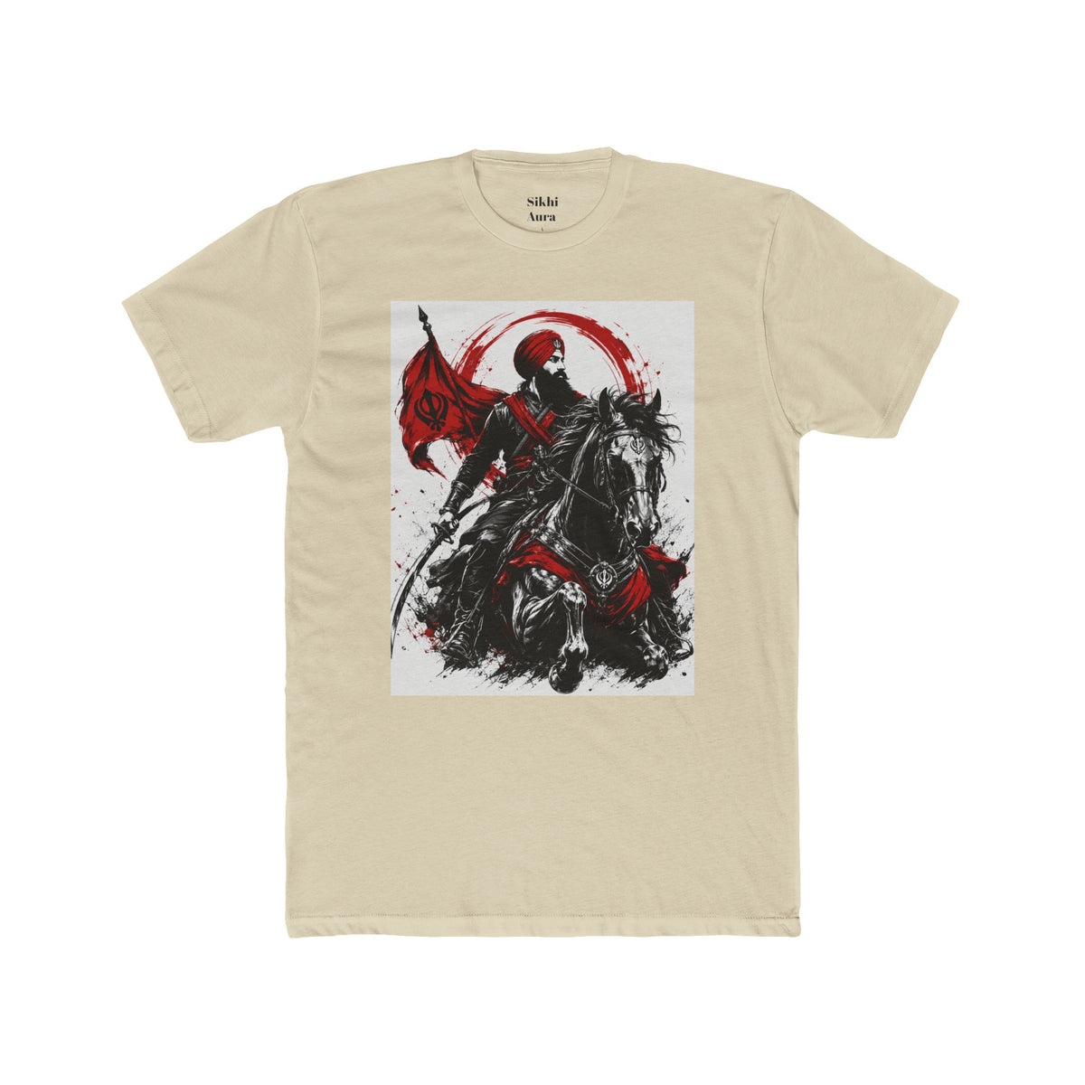 a Sikh on horse warrior design- t shirt