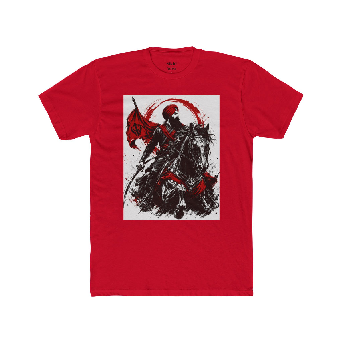 a Sikh on horse warrior design- t shirt