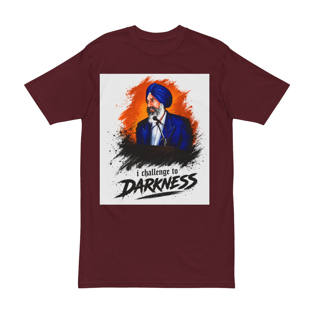 Challenge to Darkness T‑Shirt — Sikh Leader Portrait Graphic Tee