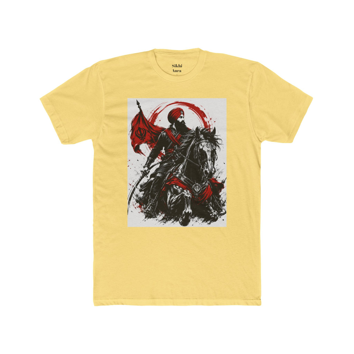 a Sikh on horse warrior design- t shirt