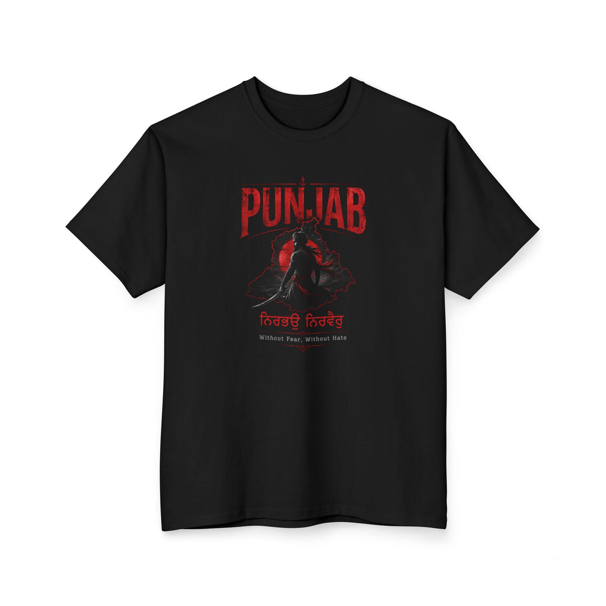 A big  Punjab Rider Graphic T-Shirt — Red Skull Motorcycle Design