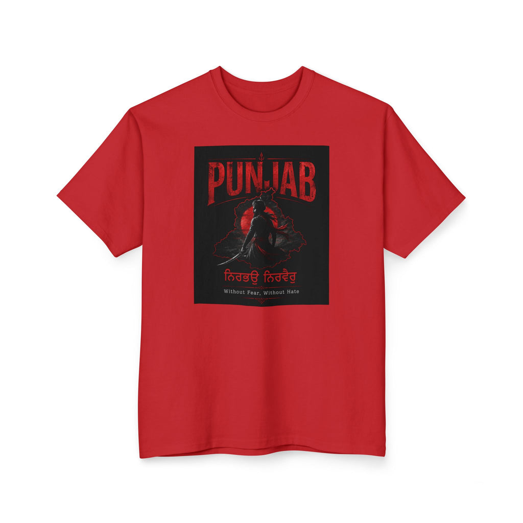 A big  Punjab Rider Graphic T-Shirt — Red Skull Motorcycle Design