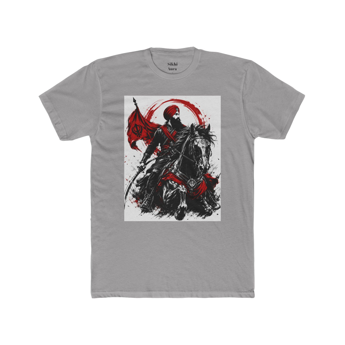 a Sikh on horse warrior design- t shirt