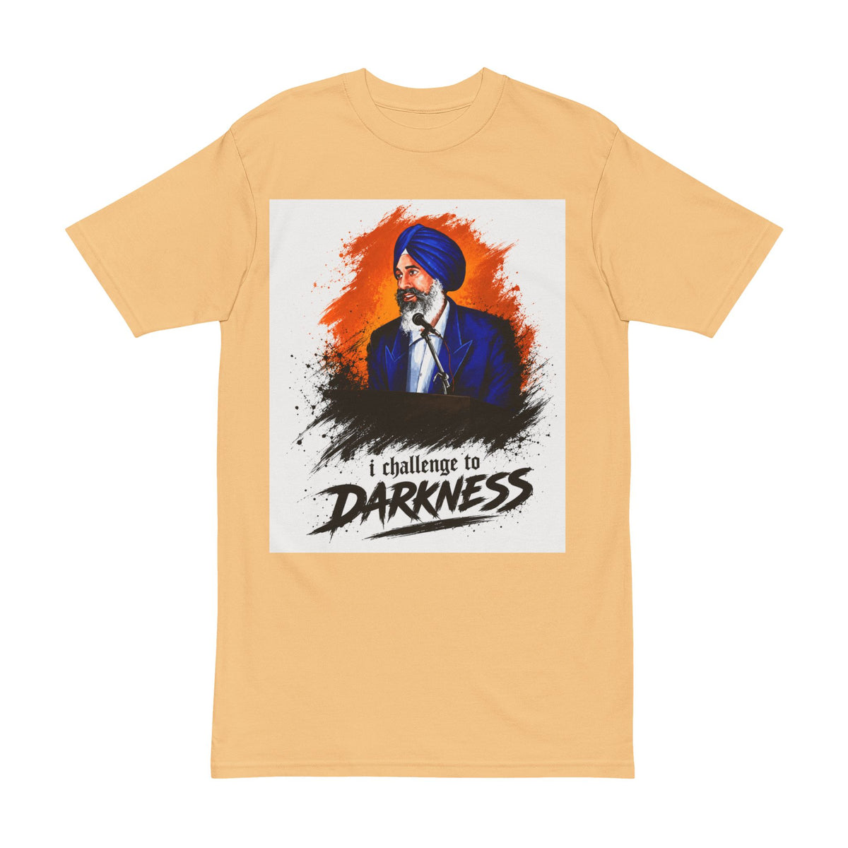 Challenge to Darkness T‑Shirt — Sikh Leader Portrait Graphic Tee