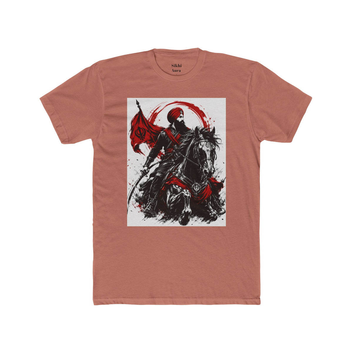 a Sikh on horse warrior design- t shirt