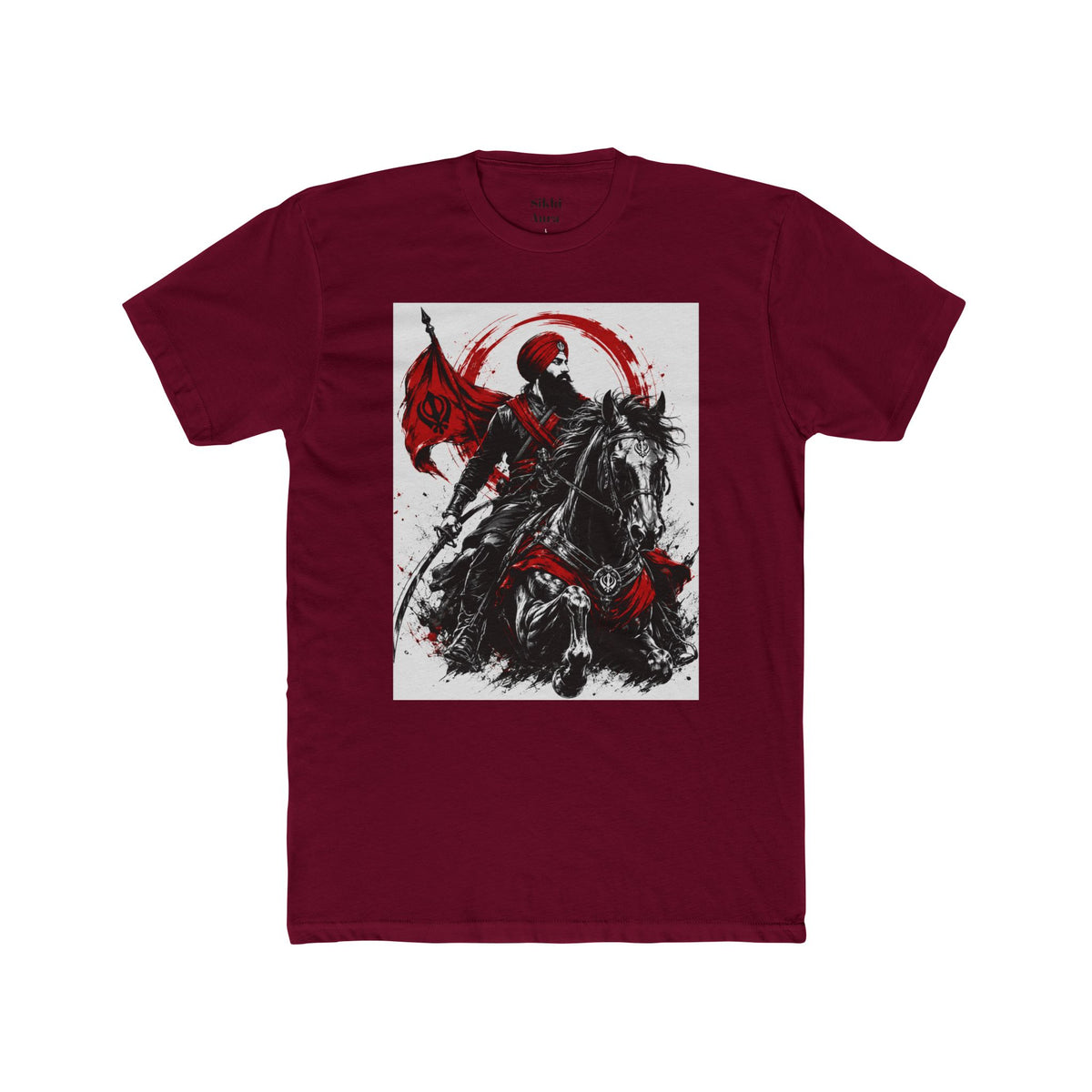 a Sikh on horse warrior design- t shirt