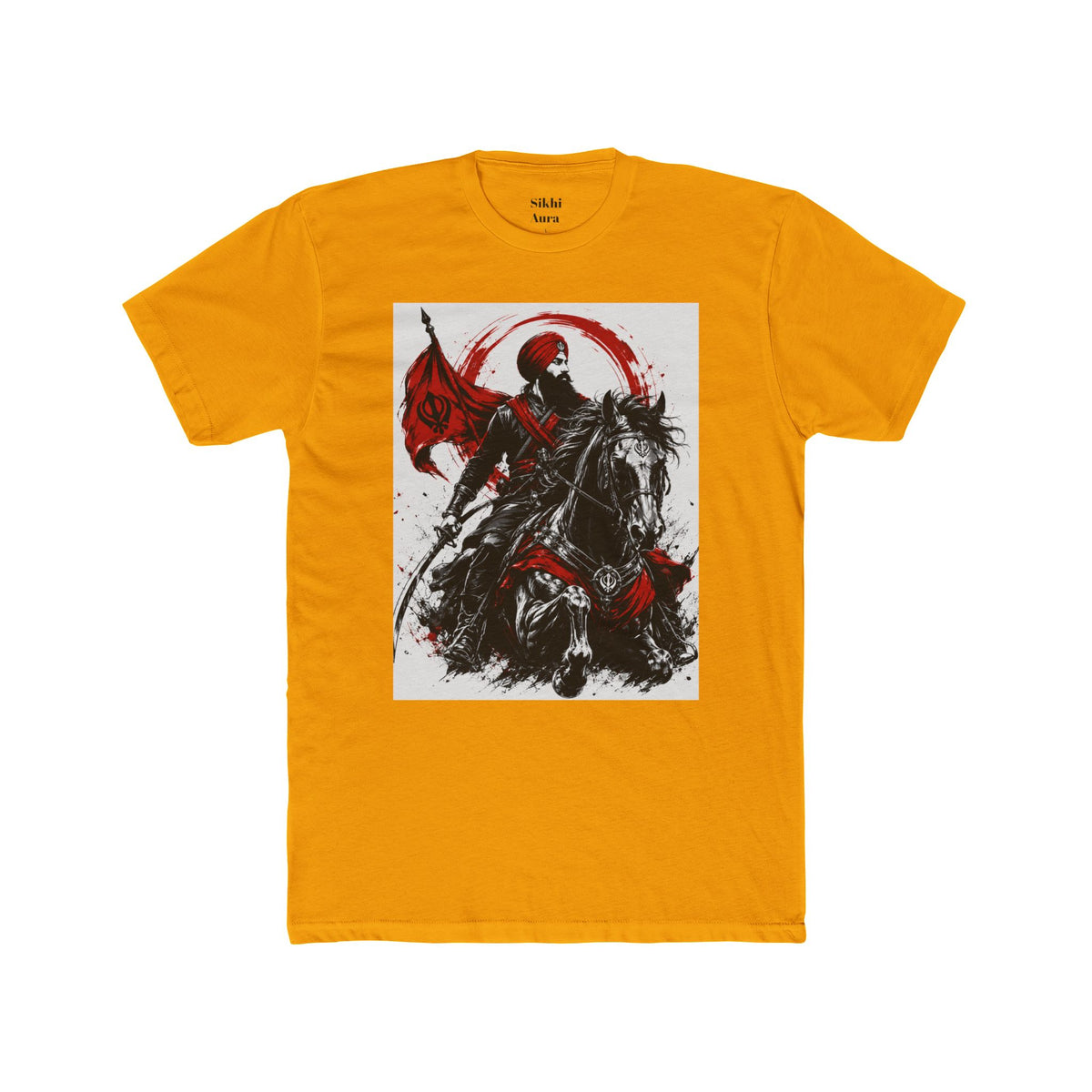 a Sikh on horse warrior design- t shirt