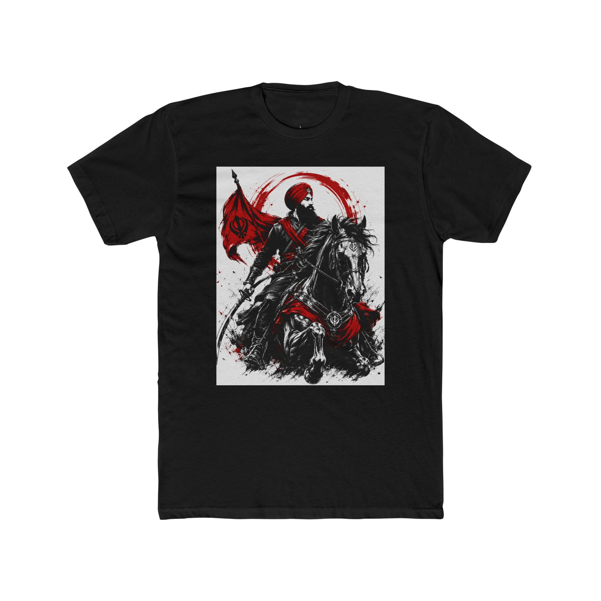 a Sikh on horse warrior design- t shirt