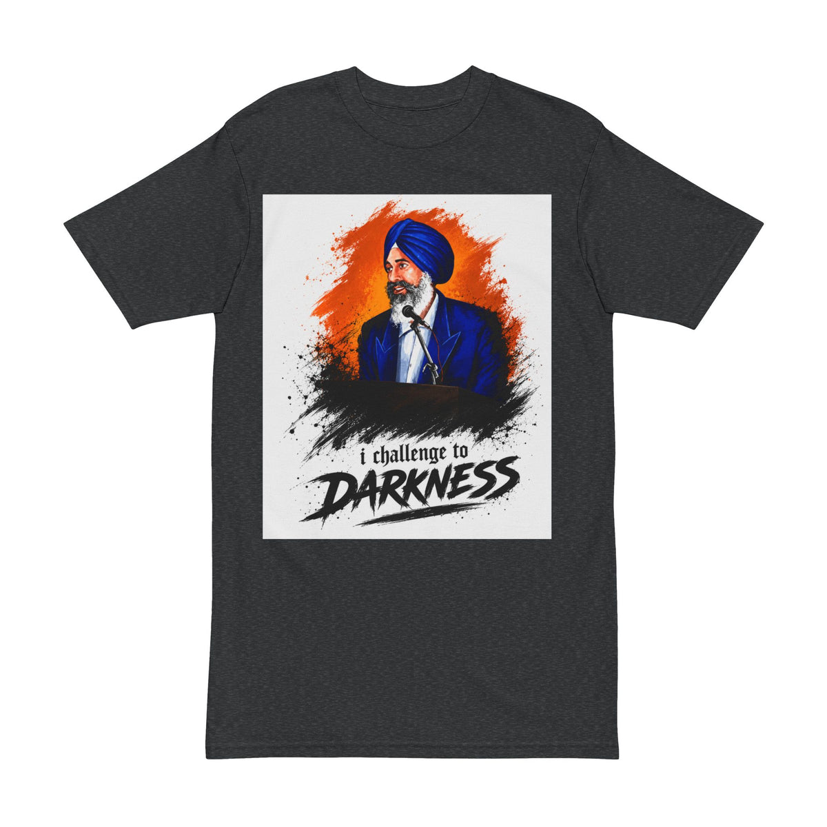 Challenge to Darkness T‑Shirt — Sikh Leader Portrait Graphic Tee