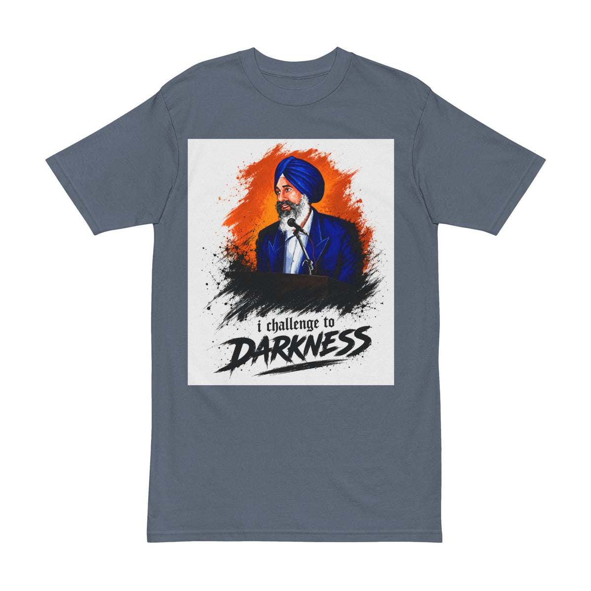 Challenge to Darkness T‑Shirt — Sikh Leader Portrait Graphic Tee