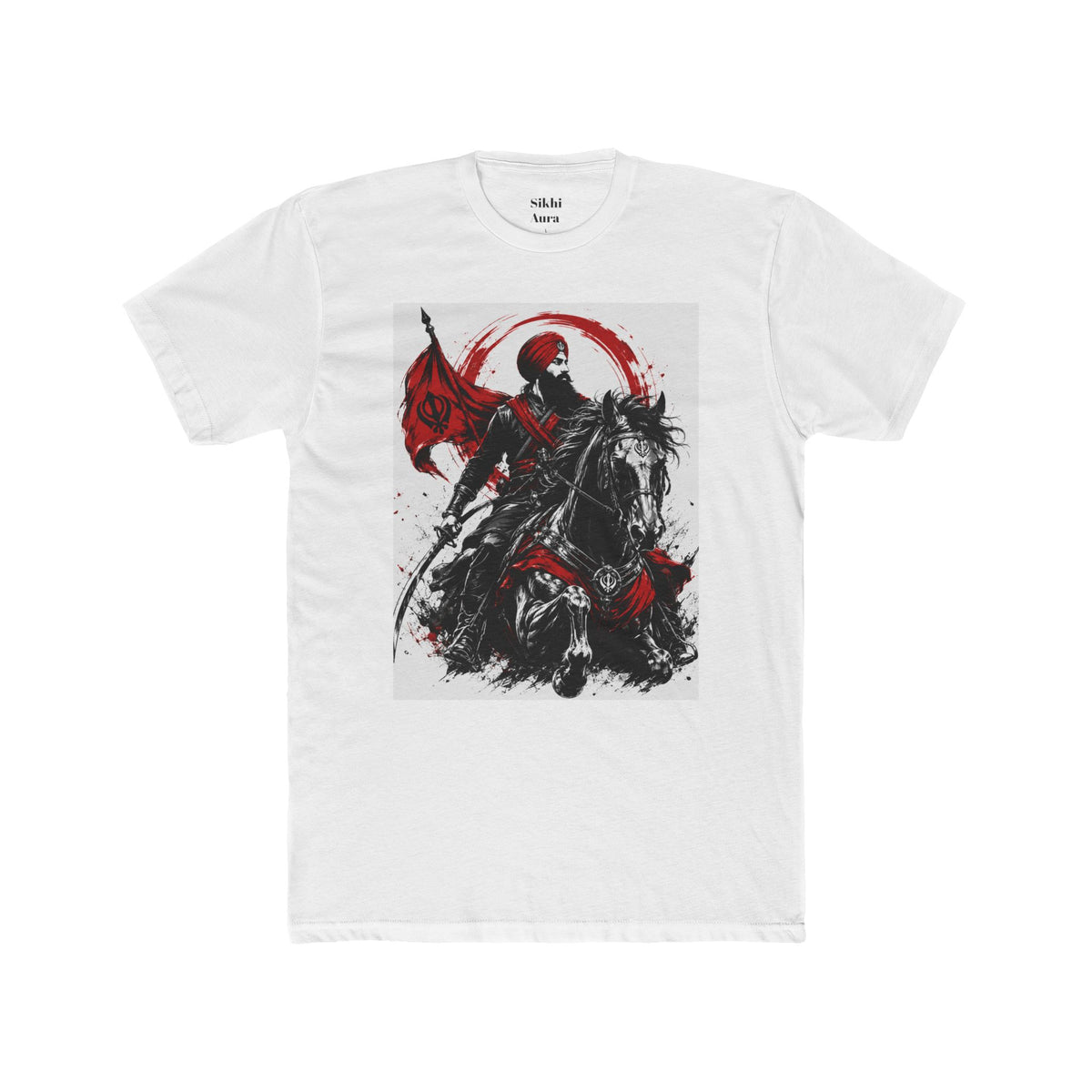 a Sikh on horse warrior design- t shirt